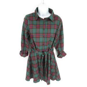 FANCYINN Women's Long Sleeve Plaid Pattern Casual Dress Small